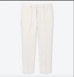 新品タグ付 イージーケアストレッチクロップドパンツ ウエスト58cmオフホワイト
