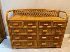 ラタン チェスト籐家具 当時物 ヴィンテージ 引き出し 古道具　昭和レトロ
