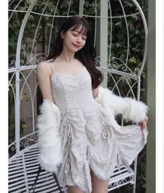 新品　dazzlin ギャザーリボンミニワンピース