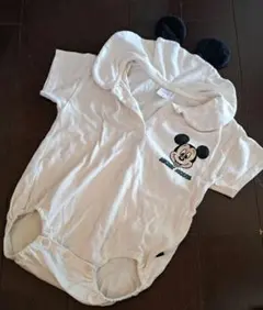 美品☆バースデイ☆フタフタ☆ディズニー☆ミッキー☆ロンパース☆耳つき☆