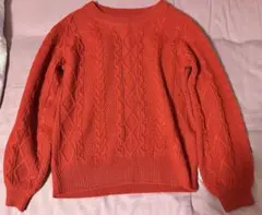 赤　ケーブルニット セーター 長袖