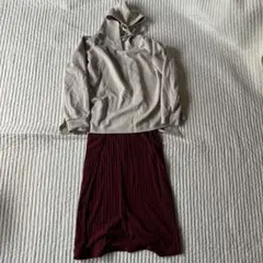 ドッキングワンピース ダンボール×リブ ベージュ ボルドー マタニティM 授乳服