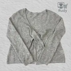 【カシミヤ100%】ラメ入り ニット カーディガン グレー M