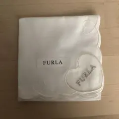【新品未使用】FURLA フルラ ハート柄 ハンカチ 約50×50cm ホワイト