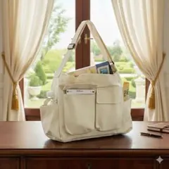 ★☆新品未使用★☆ショルダーバッグ☆アイボリー♡男女兼用♡大容量SALE