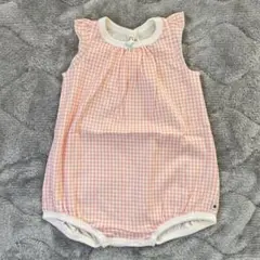 PETIT BATEAU ピンク チェックロンパース