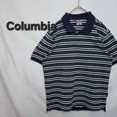 【美品】Columbia　コロンビア　ボーダー　ポロシャツ　刺繍ロゴのサムネイル