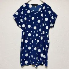 Healthy Karenドット柄 半袖Tシャツ 【Ｍ】ネイビー 海外古着のサムネイル