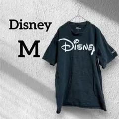 Disney 【M】ブラック 半袖Tシャツ 黒 ディズニー ロゴ ロゴTシャツ