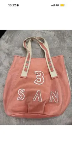3 SAN ロゴ トートバッグ ピンク