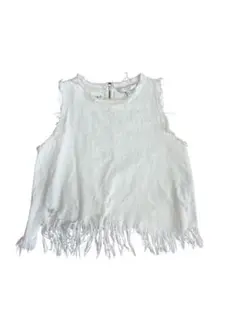 ZARA ザラ　フリンジダメージ加工　ノースリーブ ブラウスSサイズ ホワイト