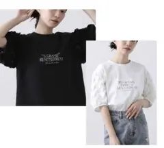 新品　下げ札あり　Gready Brilliant 袖レースTシャツ　ブラックのサムネイル
