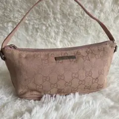 GUCCI グッチ アクセサリーポーチ ハンドバッグ GG柄 キャンバス レザー