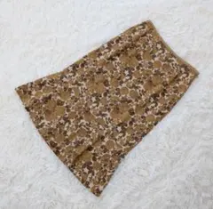 日本製❗️VOICE MAIL花柄 フレアスカート ブラウン系 総柄 ウール