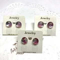 琉球ガラスピアス3点セット【桜ピンクカラー】