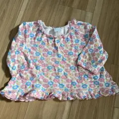 花柄フリル付き長袖シャツ 80cm