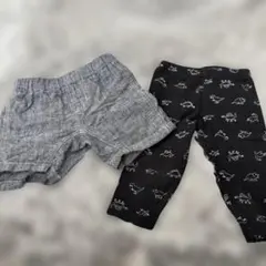 恐竜柄パンツとグレーショートパンツセット