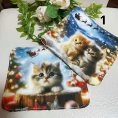 猫と花柄のハンカチ2枚セット