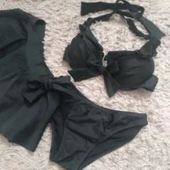 【美品】三愛ブラック リボン付きセパレート水着のサムネイル