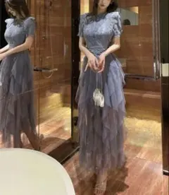 【極美品】Yifan レース ティアード ロングドレス チュールのサムネイル