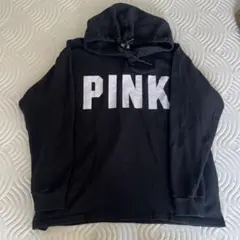 PINK フード付きパーカー 黒