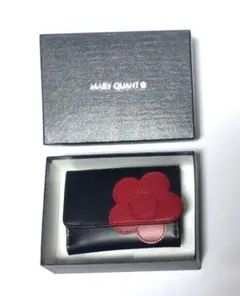 マリークワント 三つ折 ハート ミニウォレット 本革 財布 ブラック