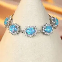 オパール レディース ブレスレット、シルバーブルー色　□OP2152