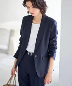 GeeRA 洗えるベーシックテーパードパンツセットアップスーツ　ネイビー系　9号