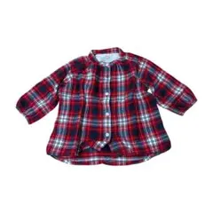 子供服　90cm 赤　チェック柄　シャツ