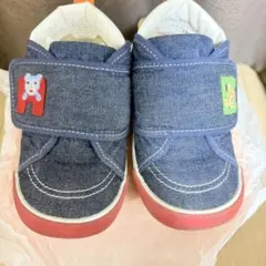 ミキハウス 14.5cm 熊 インディゴブルー シューズ 箱付き