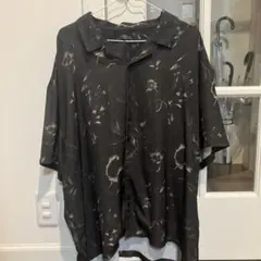 NANO UNIVERSE 半袖シャツ L ブラック 花柄