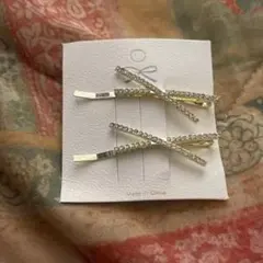 ラインストーン ゴールド ヘアピン 2本セット