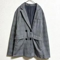 エムズエキサイト グレンチェック柄 ダブルブレストジャケット M グレー