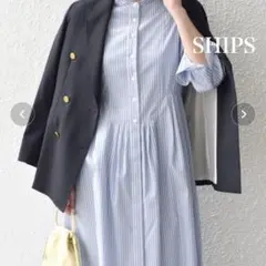 SHIPS シップス　ブロード ストライプブザムタックワンピース