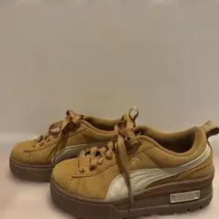 PUMA スエード ブラウン 厚底スニーカー