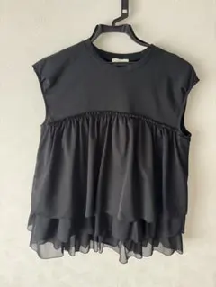 【美品】Ballseyジャージーコンビ ティアードプルオーバー　黒　【36】のサムネイル