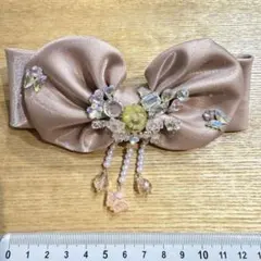 リボン型ヘアアクセサリー ベージュピンク