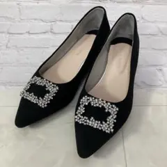 【美品】ORiental TRafficビジューモチーフパンプス 黒 37