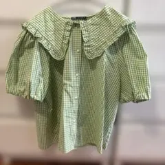 ZARA ギンガムチェックシャツ パフスリーブ　L