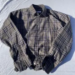 TAKEO KIKUCHIチェック柄 長袖シャツ ネイビー ベージュ　古着