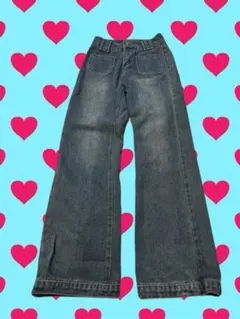ダークブルー フレアデニムパンツ