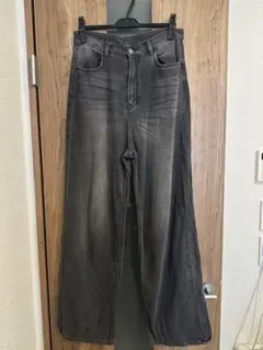 SENSE OF PLACE heyummブラック ワイドレッグデニムパンツ M