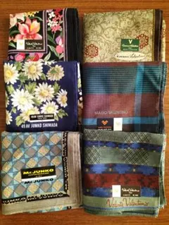 未使用ハンカチ(ヴァレンティノ,JUNKO SHIMADA etc)6枚まとめて