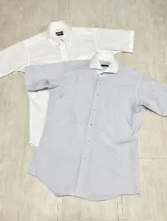 【白のみ】半袖ワイシャツ Lサイズ 白・ストライプ