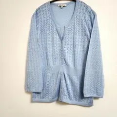 LAURA ASHLEY 長袖カーディガン ライトブルー Mのサムネイル