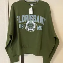 新品　サマンサモスモス ミニ裏毛カレッジプリント＋刺繍スウェット　カーキ