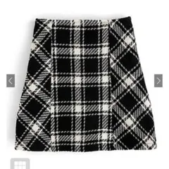 バックリボンツイードチェックミニスカート(gm699)