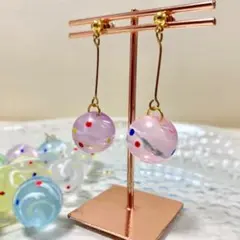 水風船　ヨーヨー　オーロラ　ラメ入り　パープル×ピンク　ミニチュア　クリア　夏のサムネイル