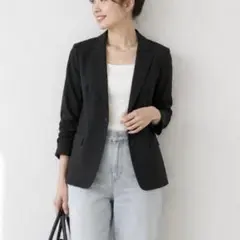 DKNY 黒 シングルジャケット 綿混 テーラード L サイズ4 きれいめのサムネイル