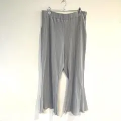 プリーツワイドパンツ ウエストゴム ゆったり 楽ちん シンプル L